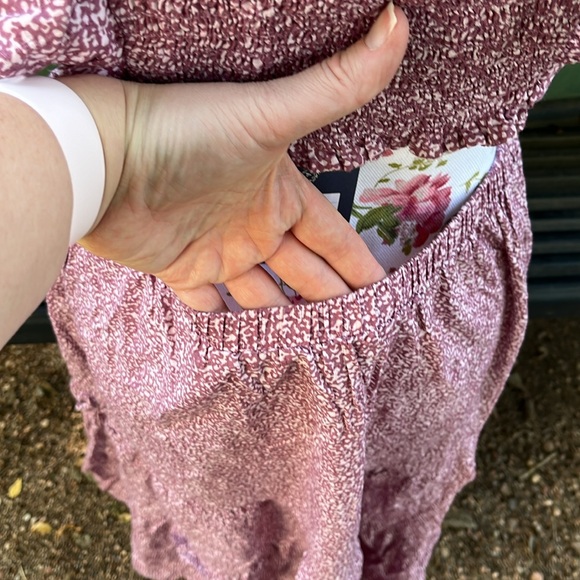 NWT Purple Floral Cottagecore Cut Out Back Midi Dress - Picture 17 of 17